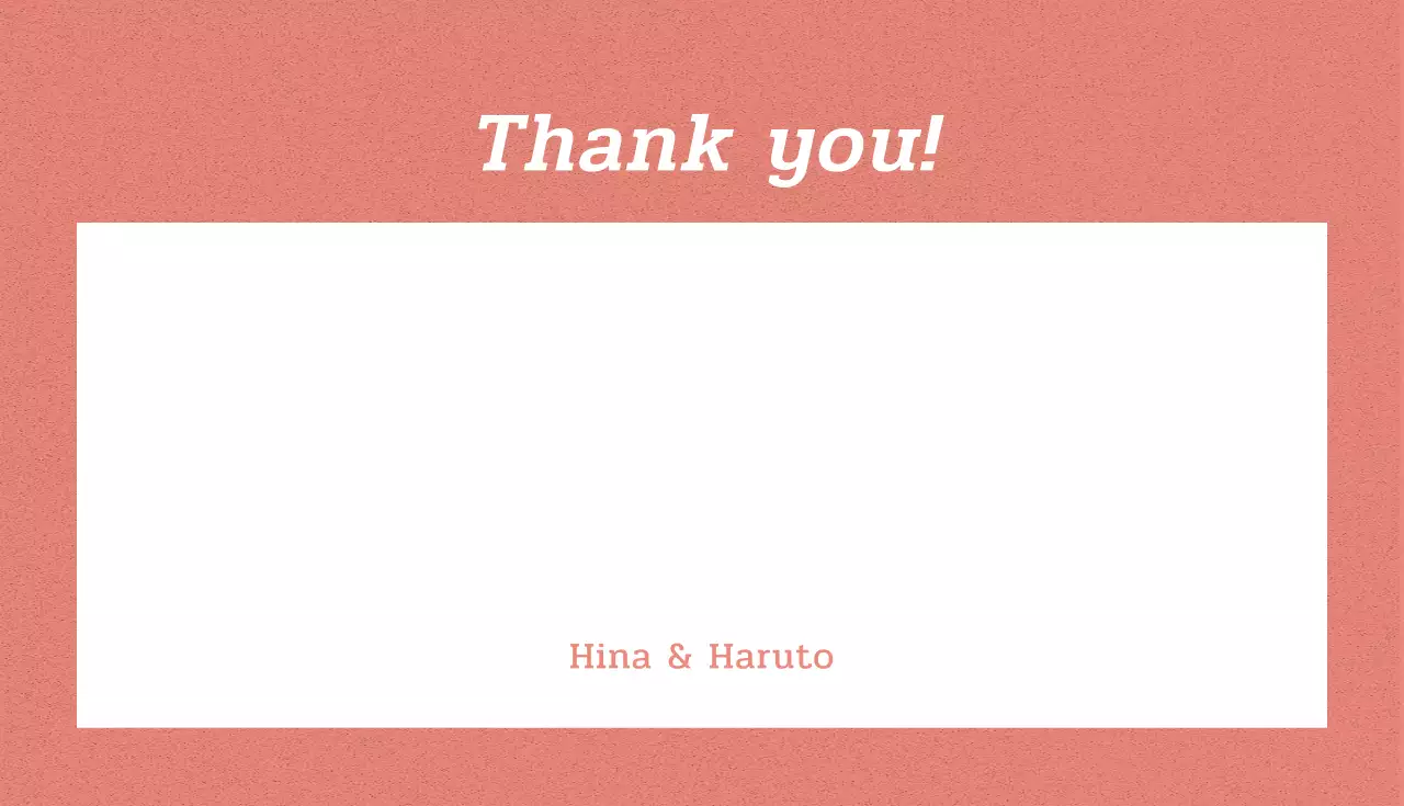 アプリコット色の背景に鳥のイラストが描かれたシンプルなレイアウトのすっきりとした結婚式のメッセージカード。