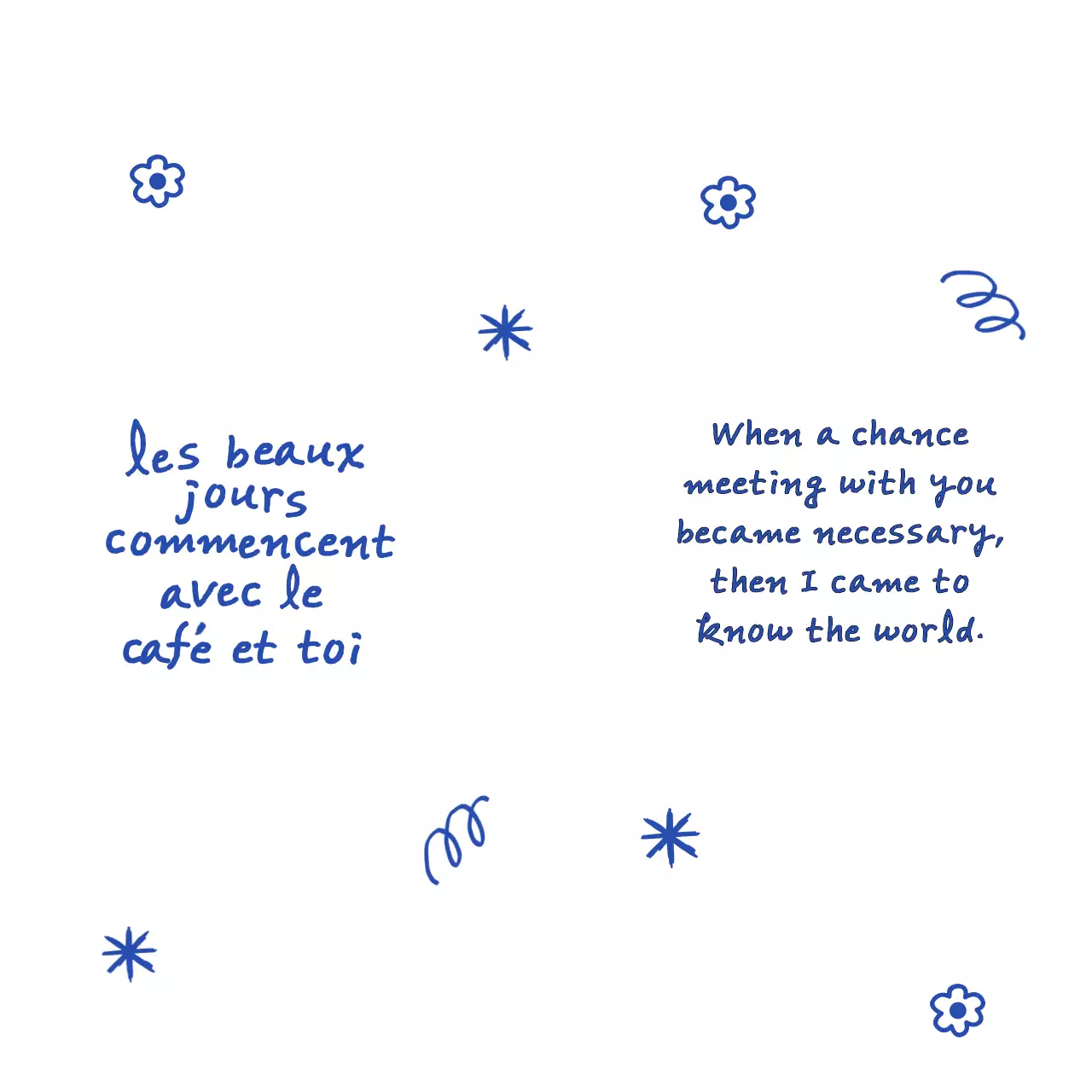 필기체 텍스트와 손그림이 있는 빈티지한 느낌의 굿즈