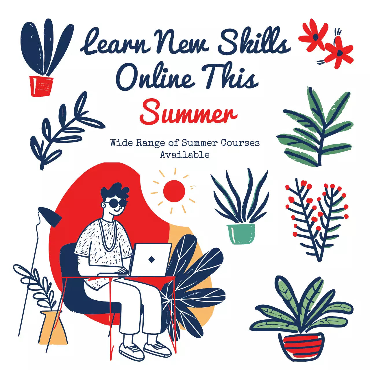 Red Trendy Skills Promotion Social Media Post