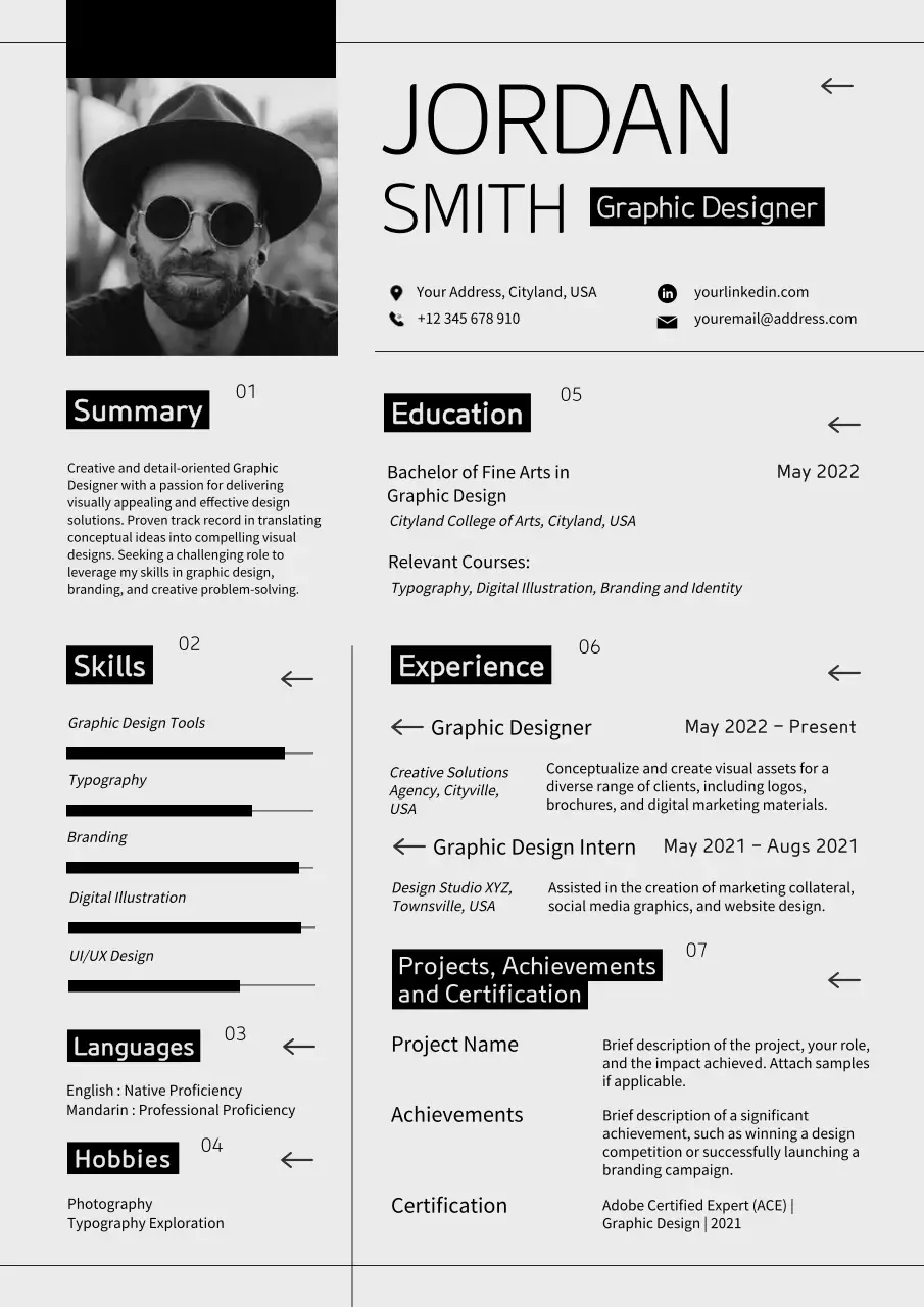 Grey Minimal Simple Graphic Designer CV Resume