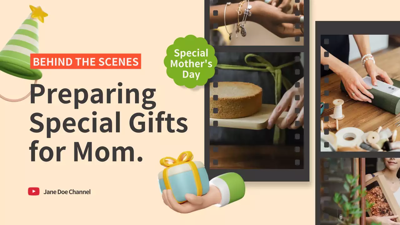 Beige Creative Mother's Day Vlog YouTube Thumbnail