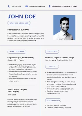 Blue Modern Graphic Designer Resume