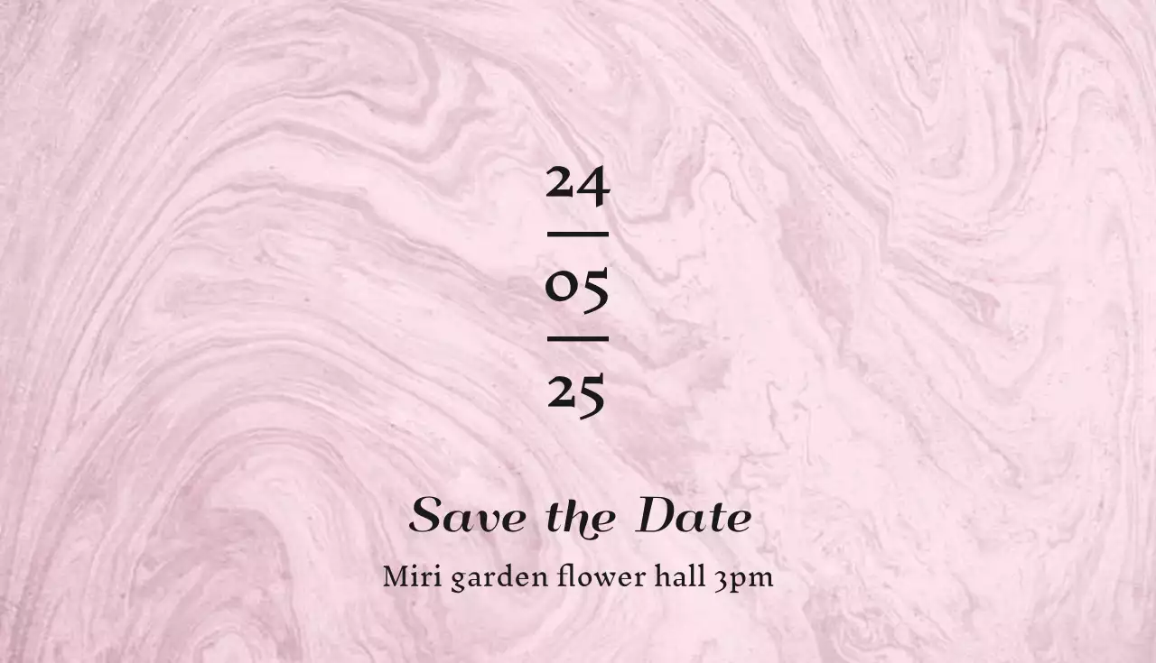 白とピンクのきれいな大理石の背景と英語フォントのシンプルで高級感のある結婚式のカレンダー。