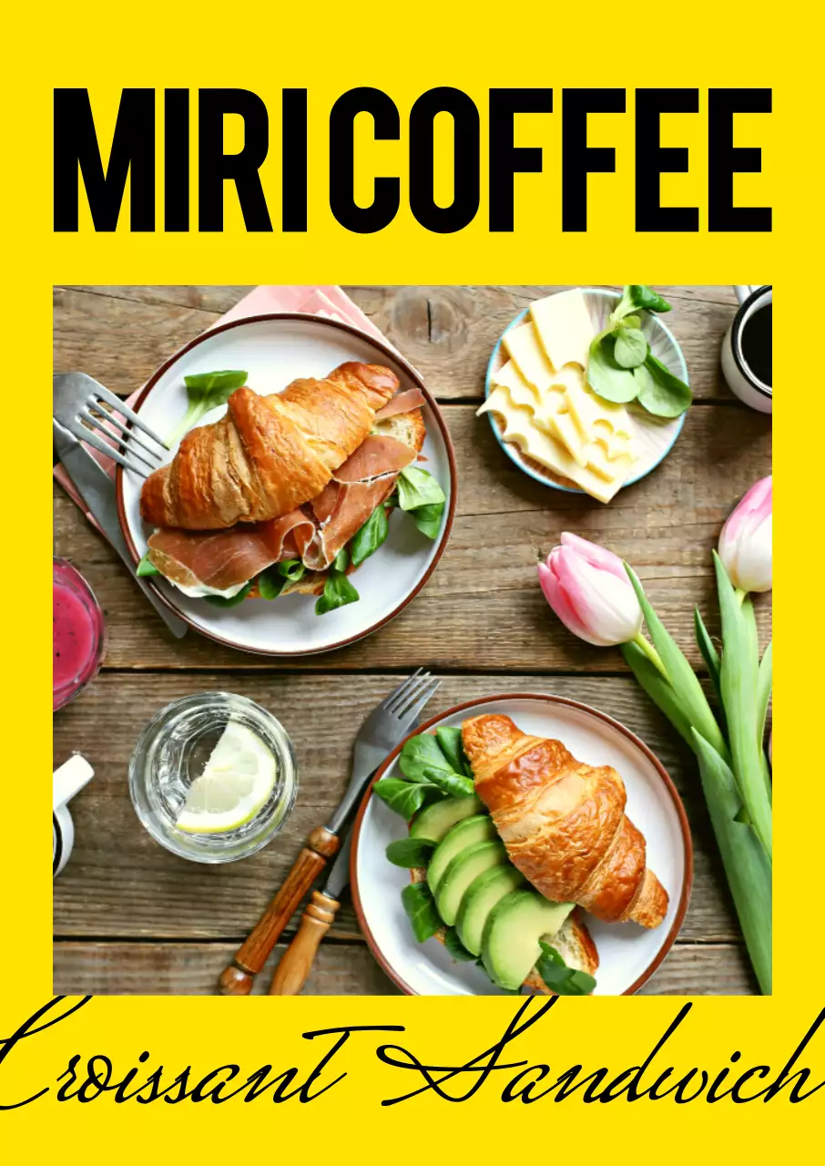 黄色 モダン カフェ メニュー ポスター