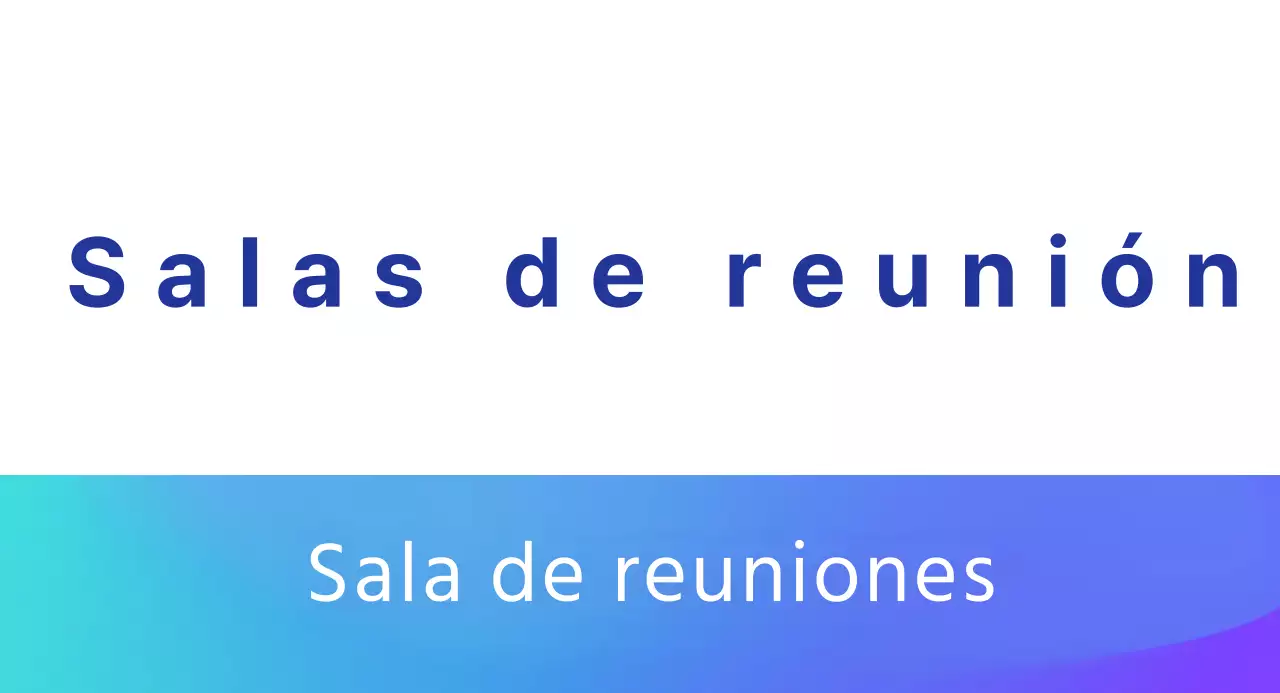 Guía de salas de reuniones con degradado azul
