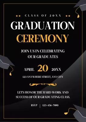 Black Elegant Graduation Invitation Poster
