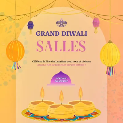 Promotion Diwali en or et pourpre élégante