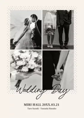 白黒 上品 結婚式 招待状 ポスター