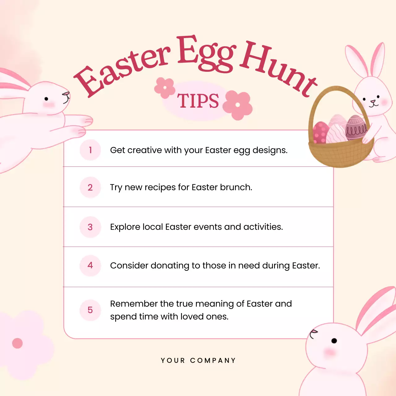 Pink Aesthetic Easter Tips Guide Social Media Post