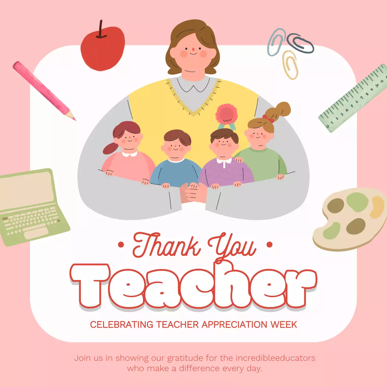 Pink Vintage Teacher Appreciation Card Social Media Post