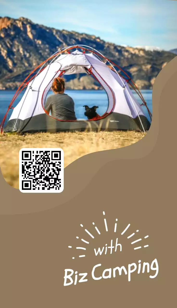 茶色 シンプル キャンプ 名刺