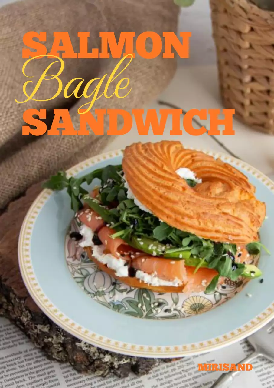 オレンジ シンプル サンドイッチ メニュー ポスター