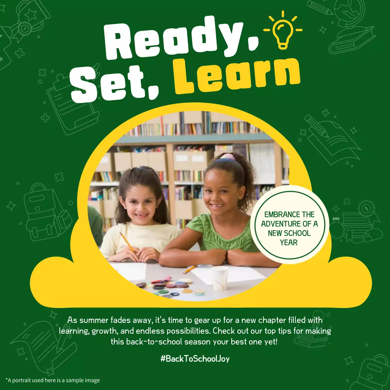 Green Simple School Promotion Social Media Post