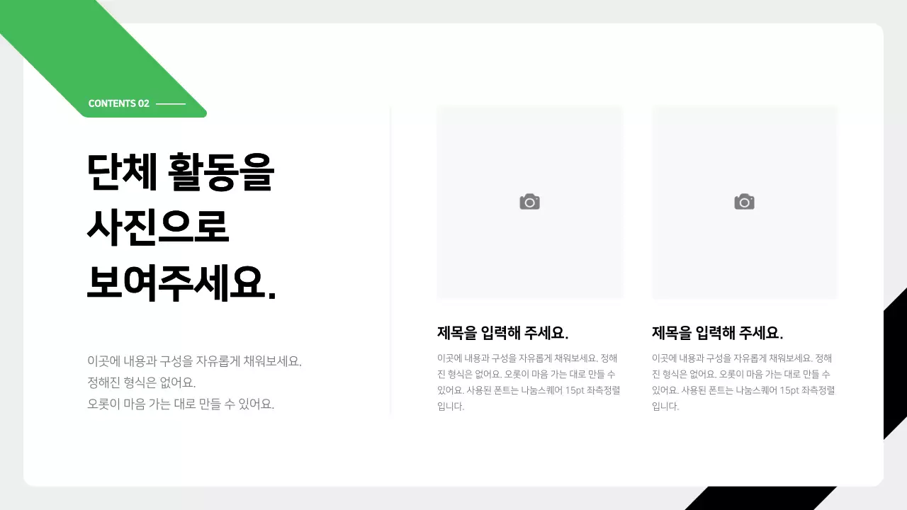 초록색과 검정의 심플한 NGO단체를 위한 보고서