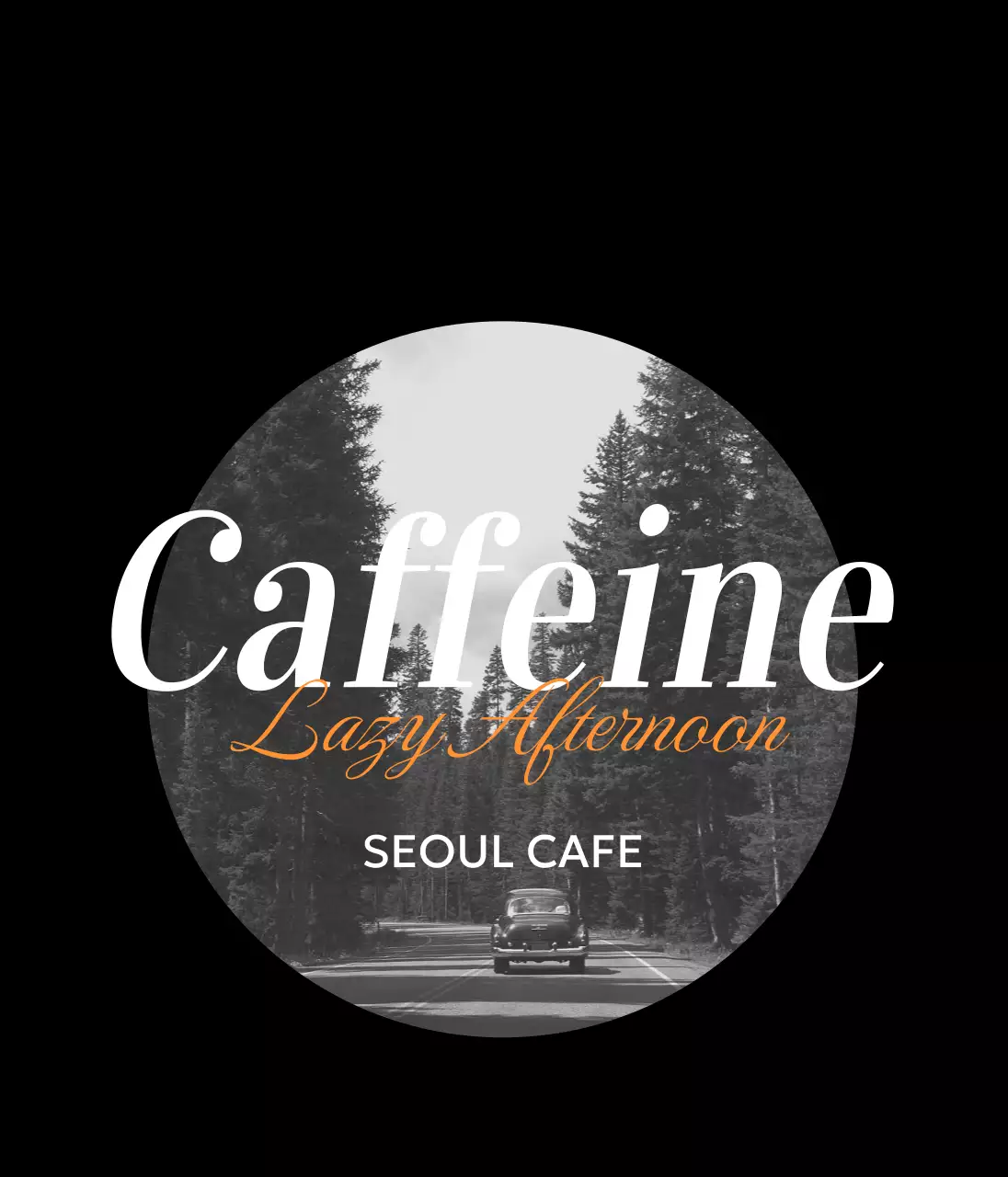 블랙과 오렌지의 원형 프레임 빈티지 굿즈