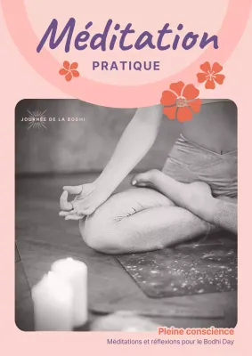 Publicité pour la pratique de la méditation simple en rose et violet