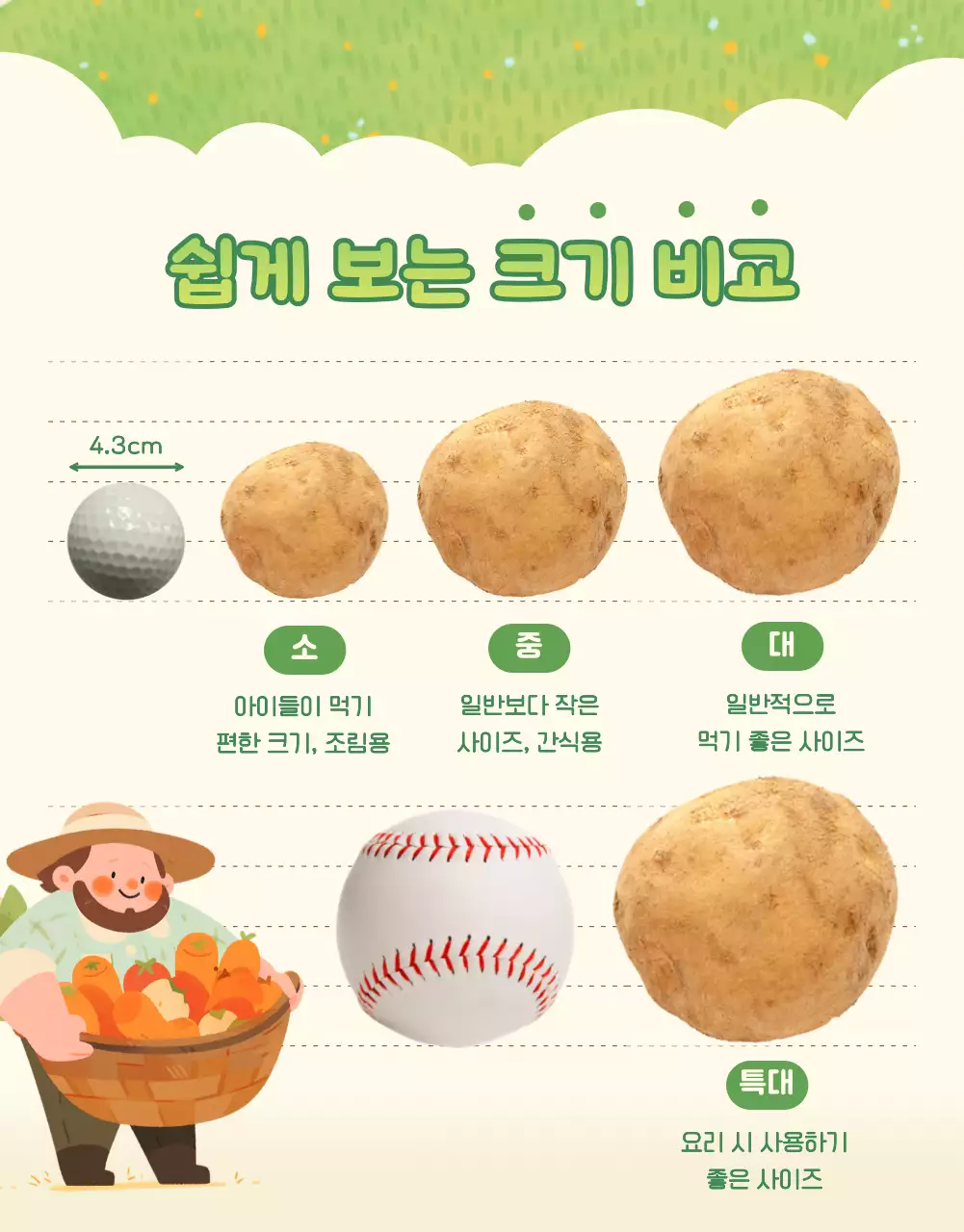 노랑과 초록색의 아기자기한 농산물 판매 광고