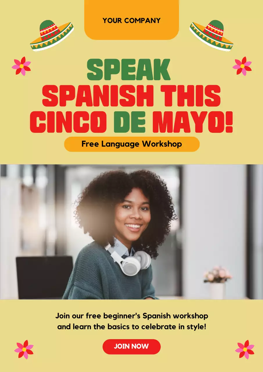 Yellow Traditional Spanish Workshop Promotion Poster