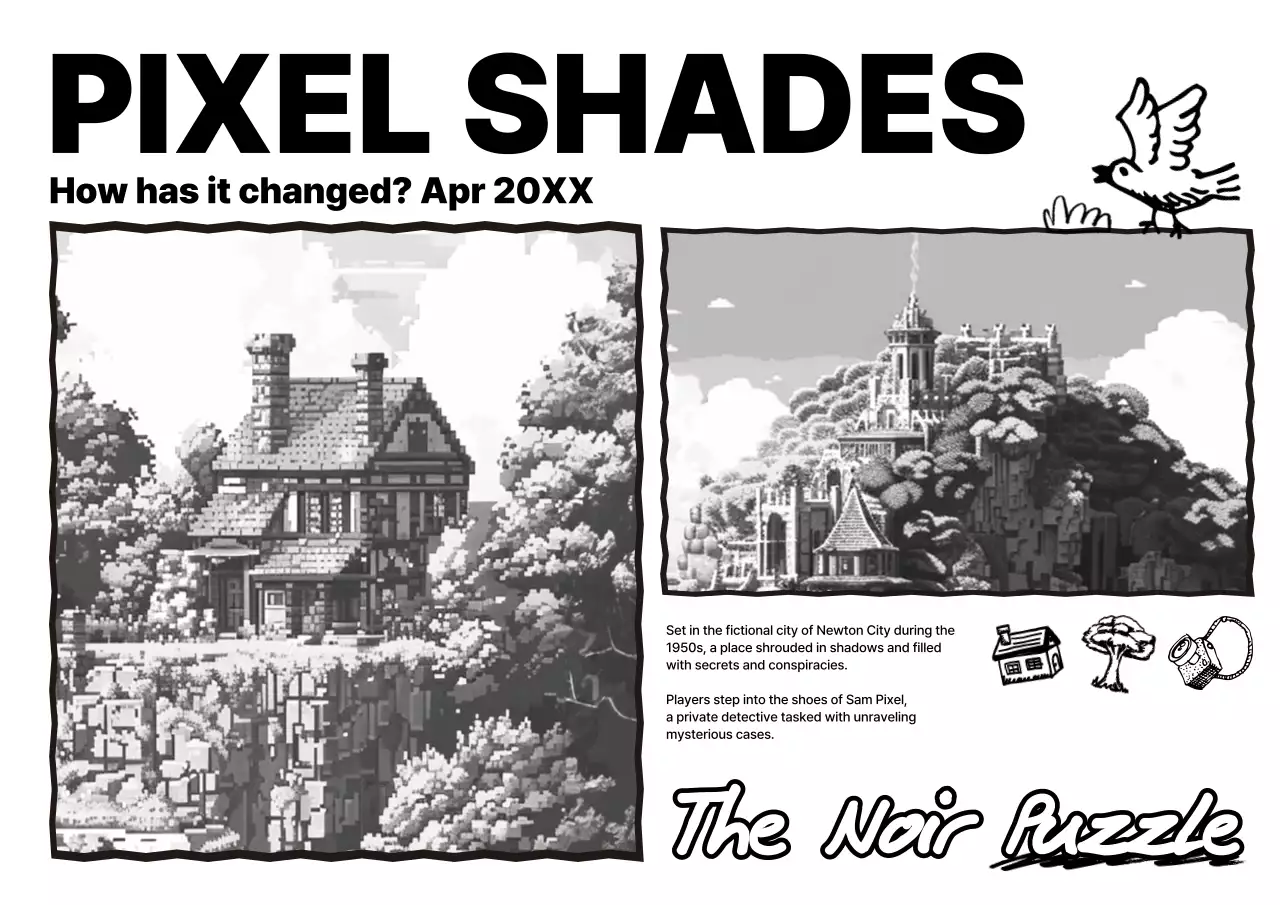 Black Retro Puzzle Announcement Poster