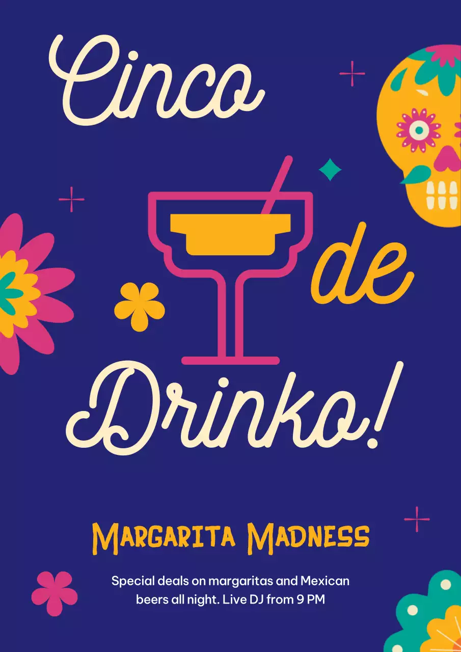 Blue Trendy Cinco De Mayo Promotion Poster