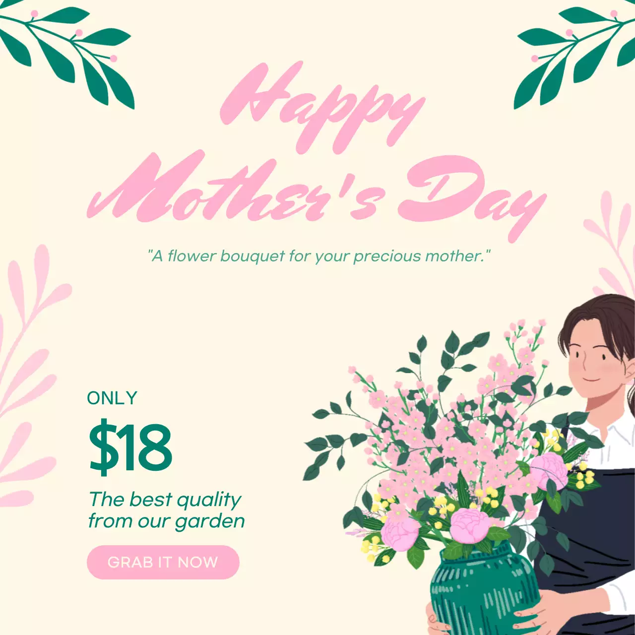 Pink Elegant Mother's Day Promotion Social Media Post