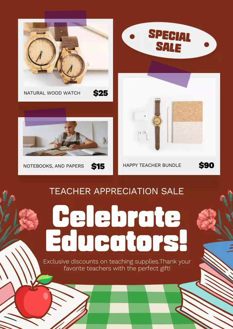 Brown Retro Teacher Promotion Poster