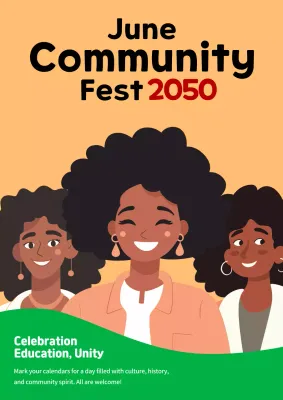 Orange Retro Community Event Poster