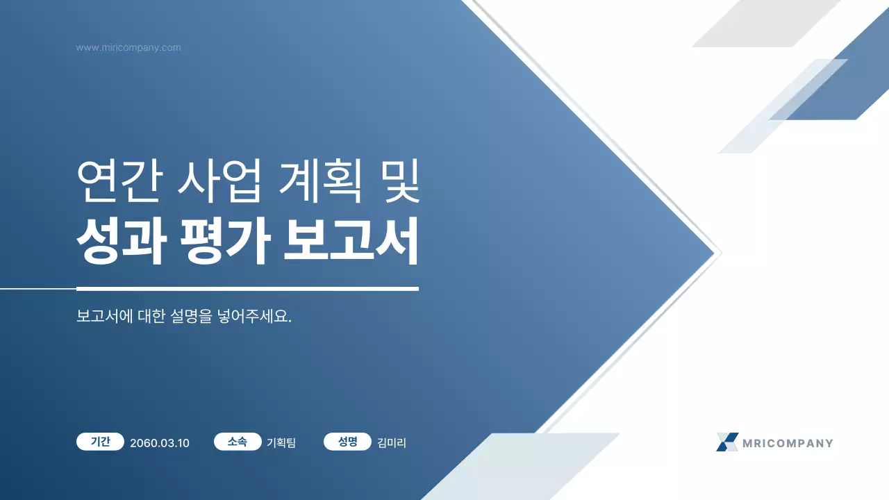 남색의 단순한 공공기관 보고서