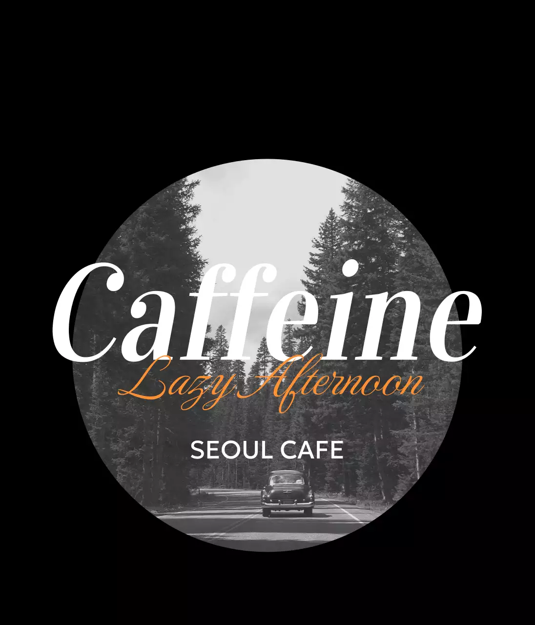 블랙과 오렌지의 원형 프레임 빈티지 굿즈