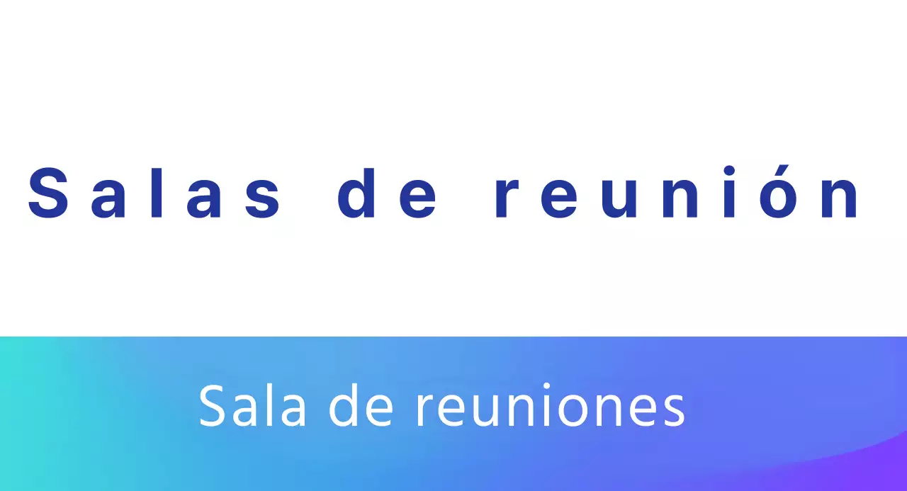 Guía de salas de reuniones con degradado azul