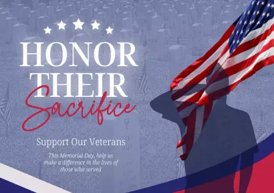 Blue Traditional Memorial Announcement Poster