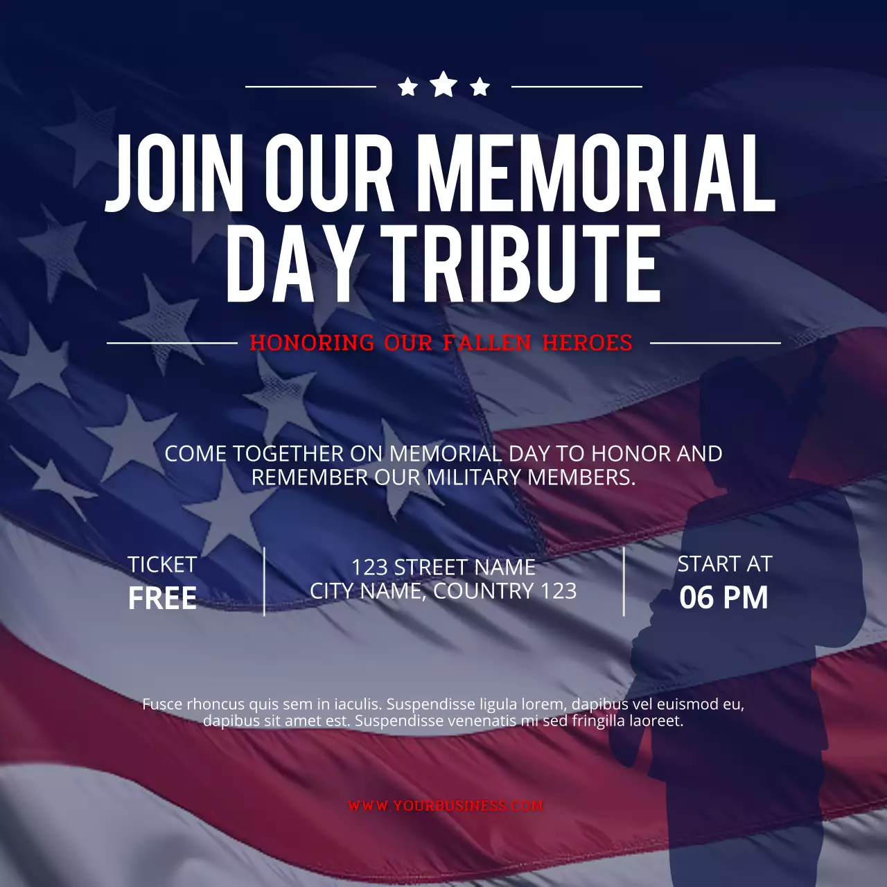 Blue Classic Memorial Day Announcement Social Media Post