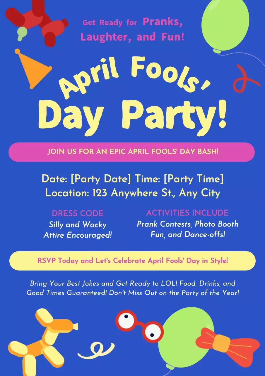 Blue Playful Party Invitation Poster