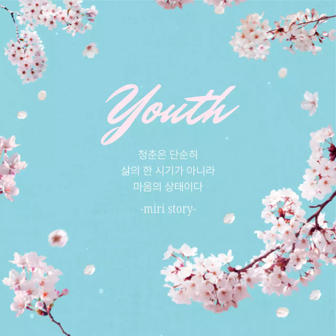 하늘색과 핑크색의 심플한 감성 글귀 게시글