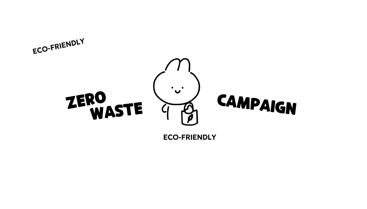 귀여운 손그림 토끼 일러스트가 있는 제로웨이스트 캠페인
