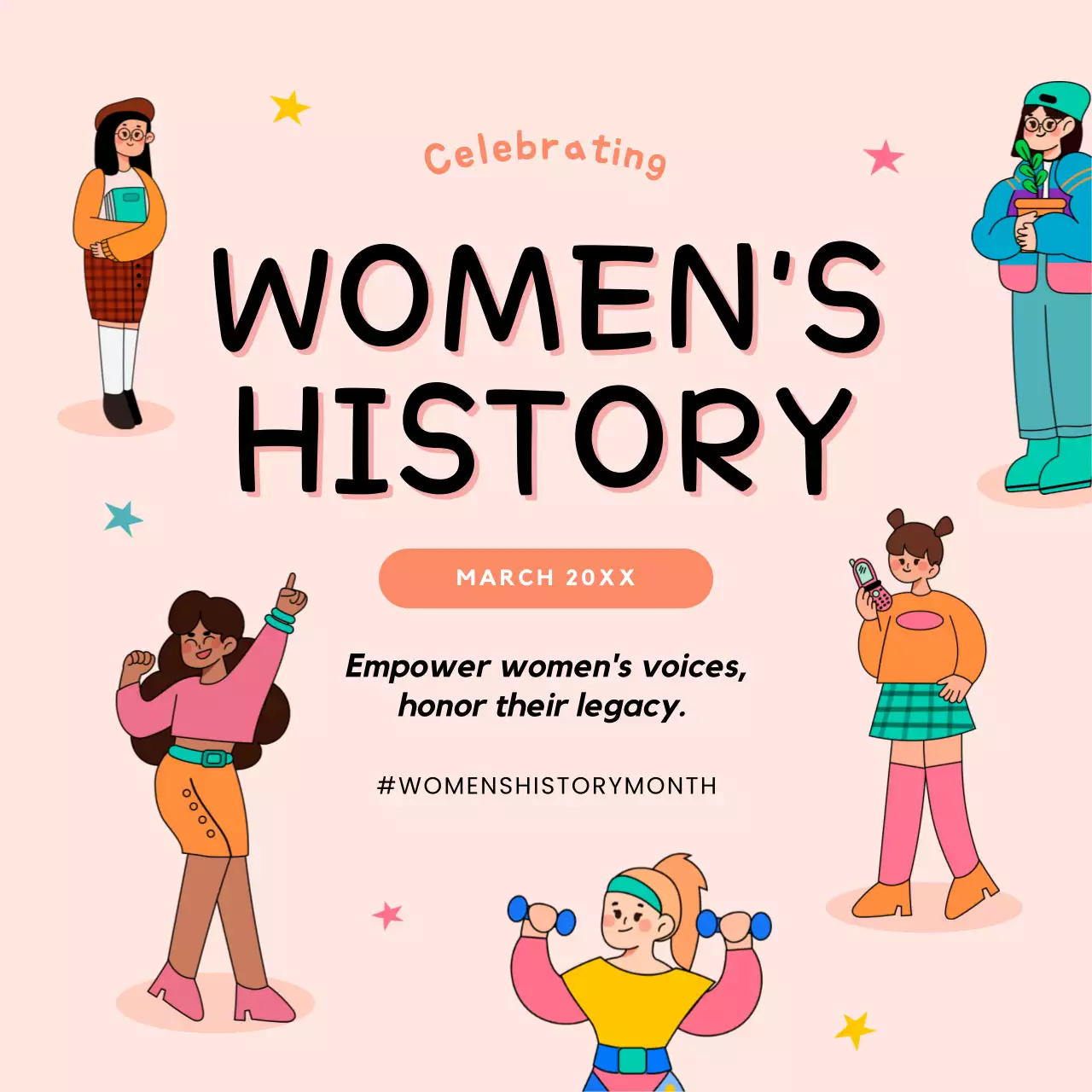 Beige Modern Women's History Announcement Social Media Post