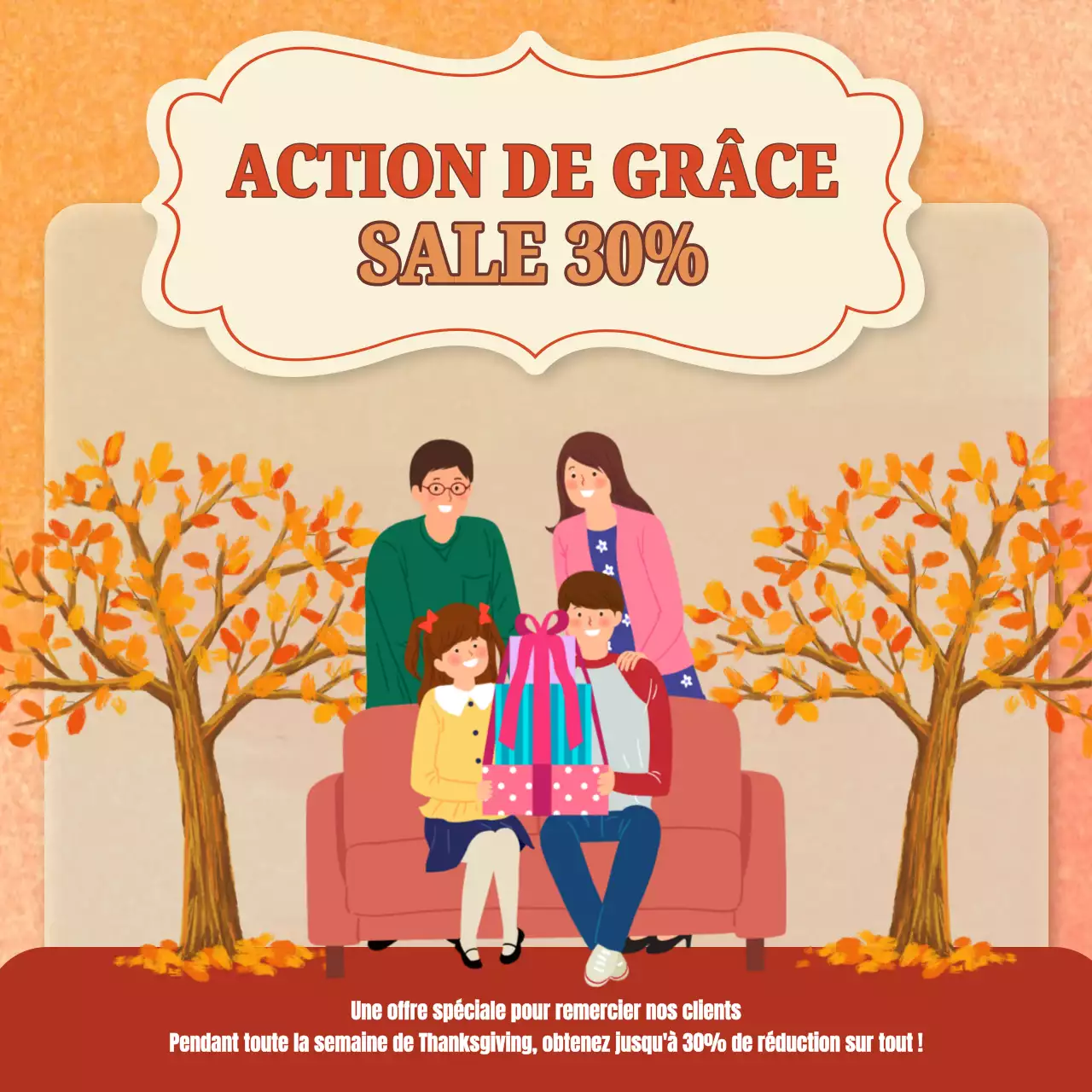 Jaune et orange simple Vente promotionnelle de Thanksgiving