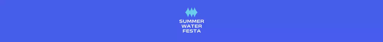 다양한 도형과 알록달록한 색상의 심플한 여름 물 페스티벌