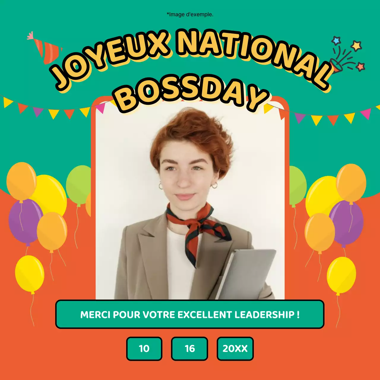 Avis de Happy Boss Day kitsch vert et orange