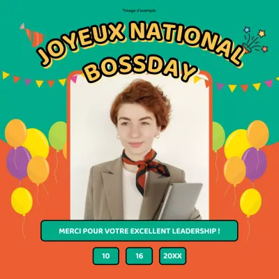 Avis de Happy Boss Day kitsch vert et orange