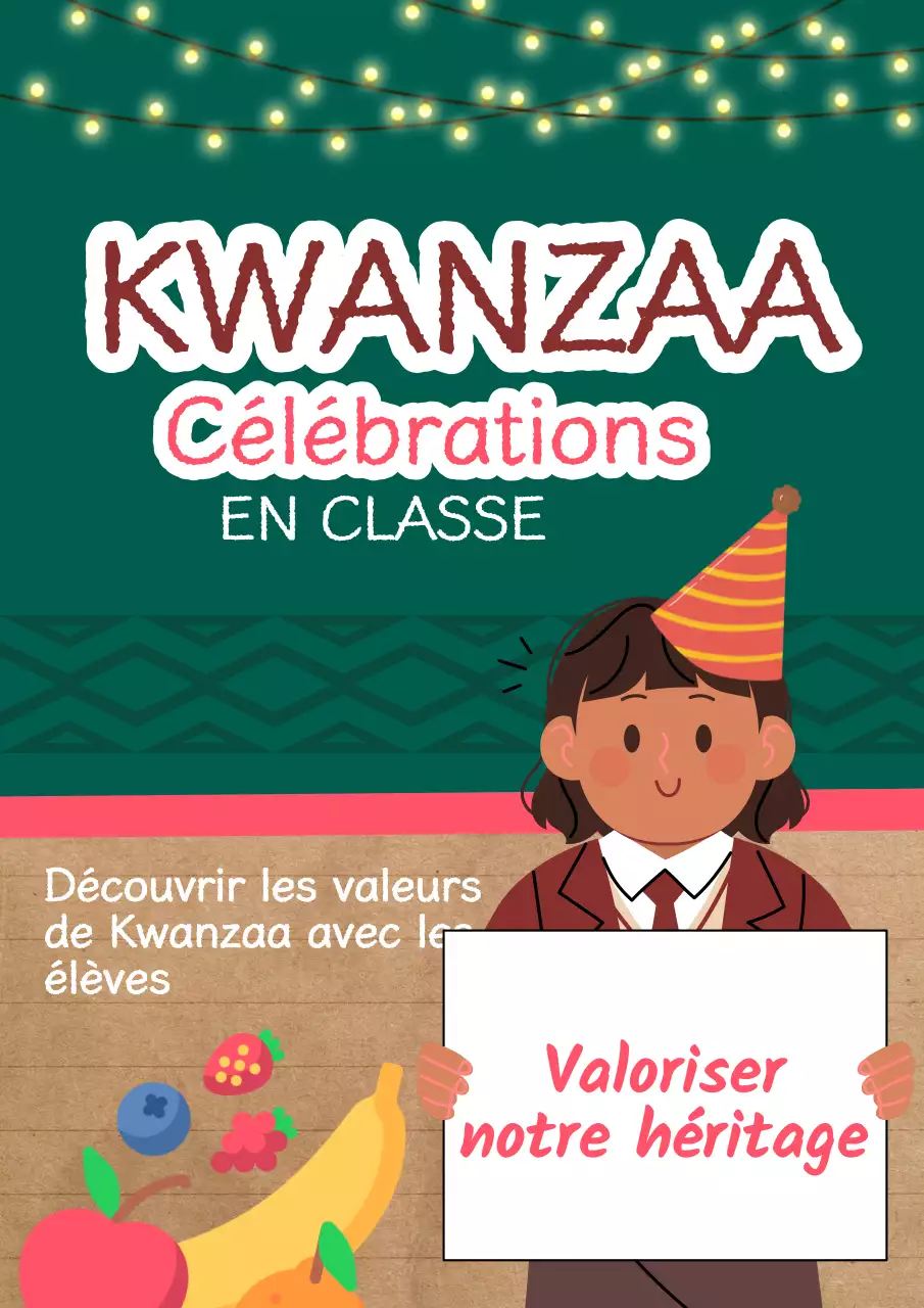 Publicité pour la célébration traditionnelle de Kwanzaa en vert et en marron