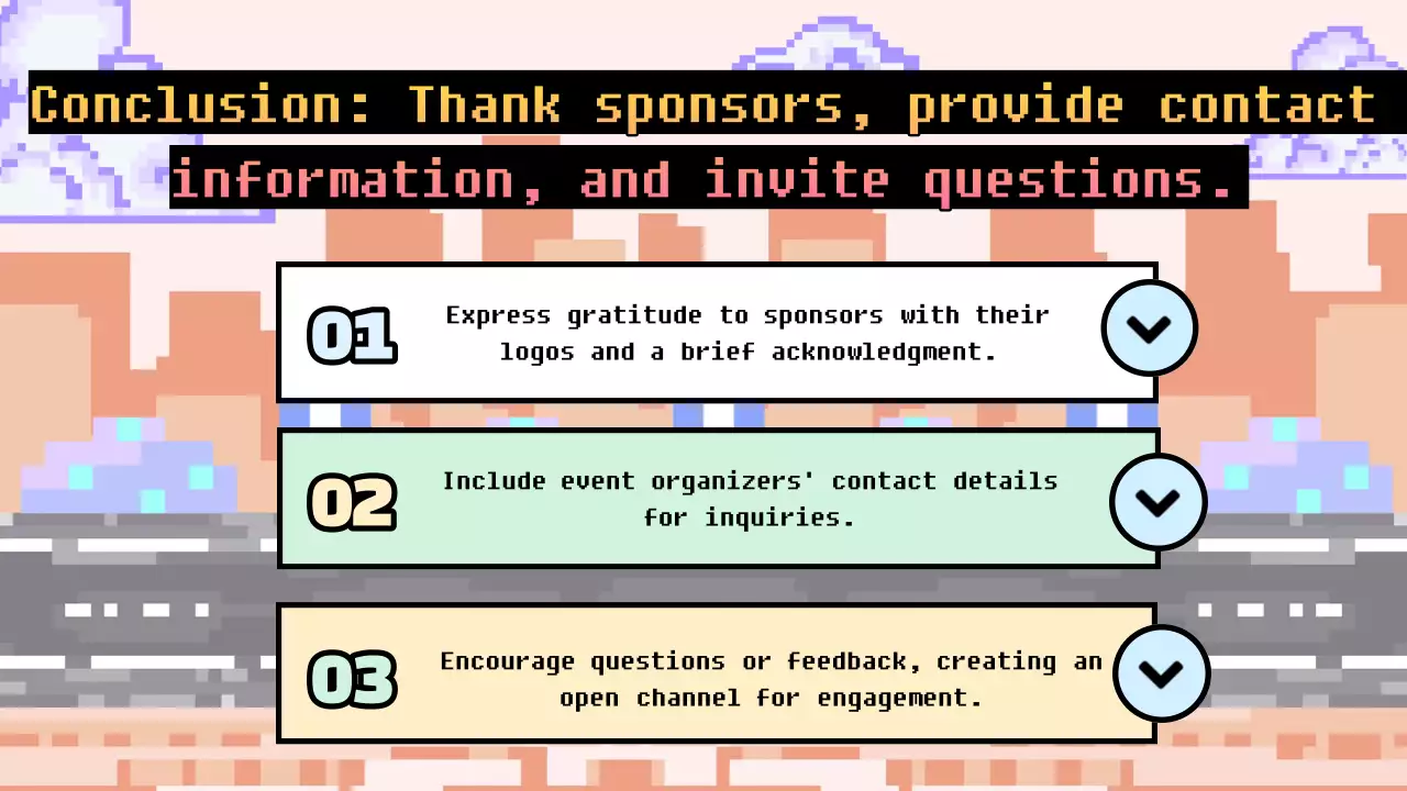 90년대 축제를 위한 아이디어가 담긴 다채로운 픽셀 아트 프레젠테이션