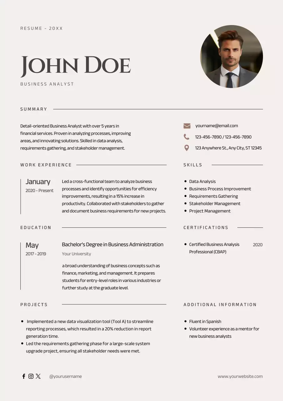 Beige Professional Business Resume