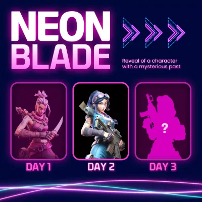 Black and purple cyberpunk-inspired social content posts