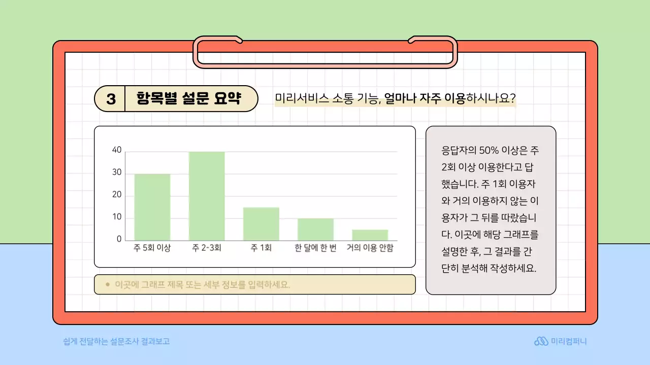 연두색의 아기자기한 설문조사 보고서