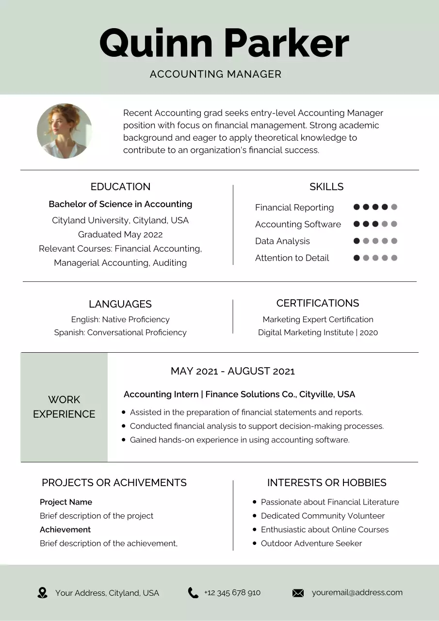 Grey Professional Accounting Resume