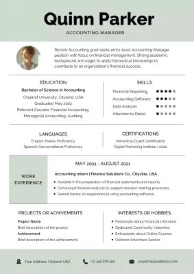 Grey Professional Accounting Resume