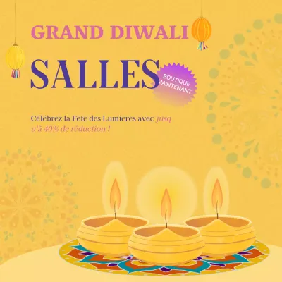 Promotion Diwali en or et pourpre élégante
