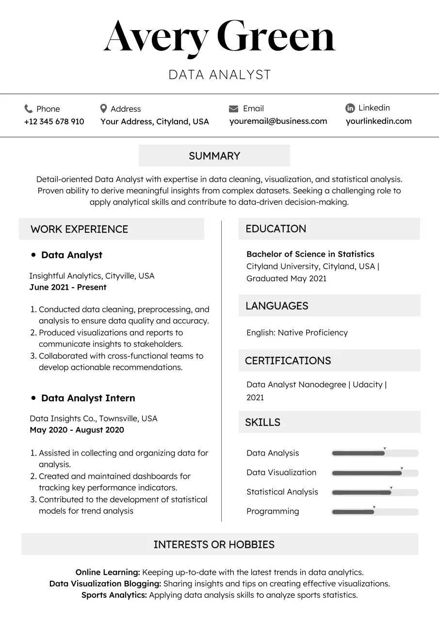 Black Professional Data Resume