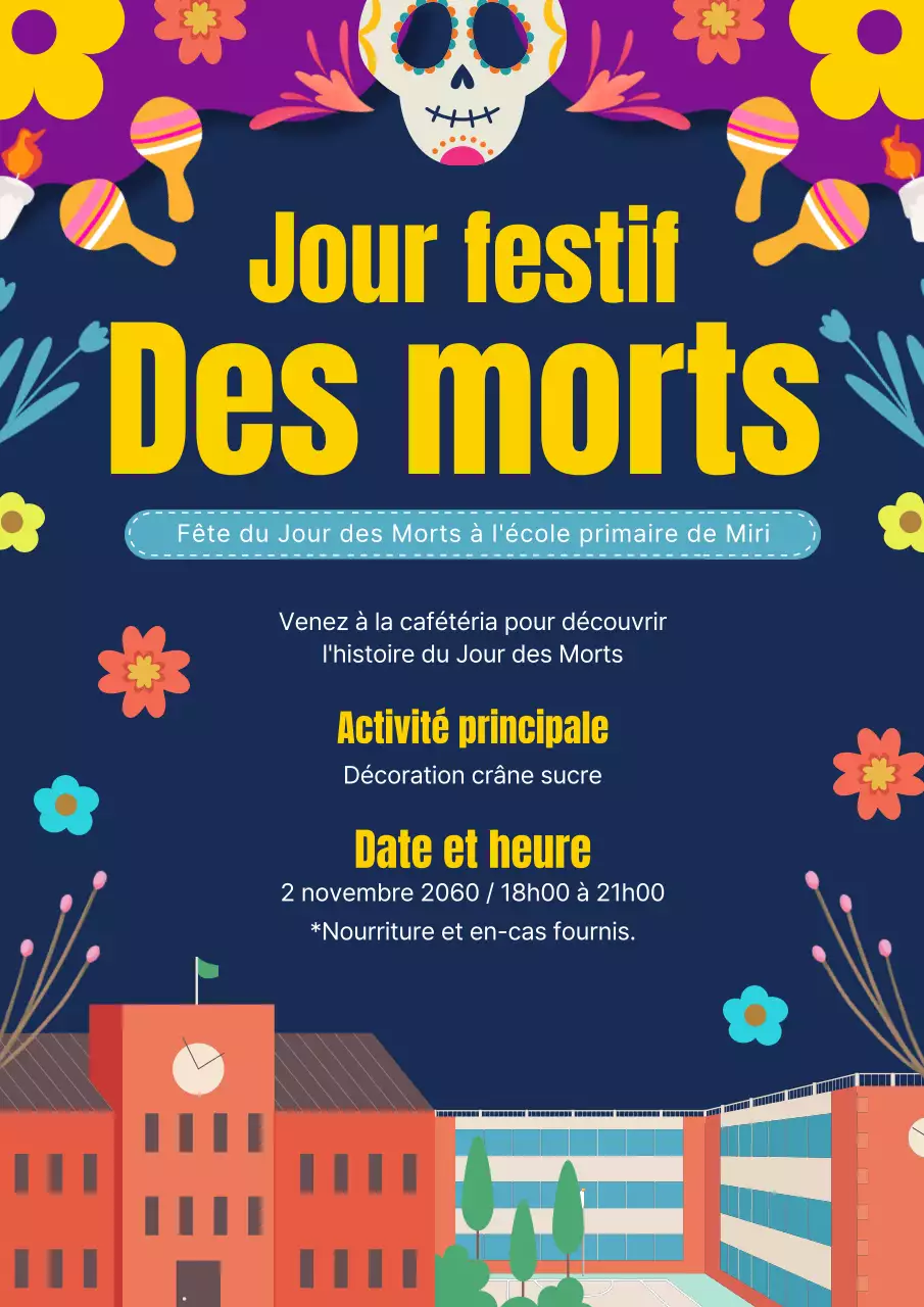 Publicité kitsch marine et violette pour le Jour des Morts